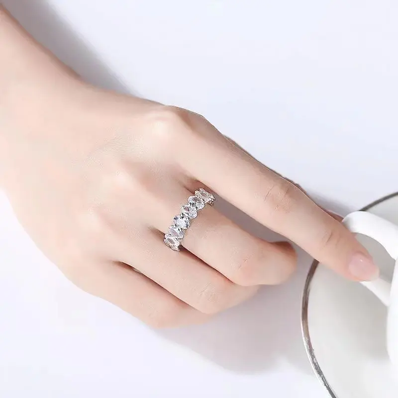 خاتم ألماس من الزركونيا المكعبة غير مشوه مربع من الزركونيا الخالدة خاتم خطوبة قابل للتكديس لحفلات الزفاف 18K مجوهرات نسائية