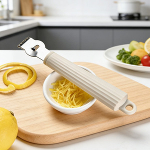 Éplucheur de citron en acier inoxydable avec poignée en silicone, éplucheur multifonction pour fruits et légumes, outil de cuisine - Product Image 1