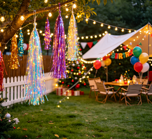 Decorazione per Feste di <span class=keywords><strong>Natale</strong></span> - Nappe in Erba Sintetica PVC Effetto Cipolla per Decorazioni Natalizie e di Compleanno da Esterno - Product Image 2