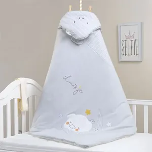 ชุดผ้าห่อตัวเด็กแรกเกิด ลายการ์ตูนทันสมัย ผ้าห่อตัวเด็กแบบพกพา ผ้าฝ้าย สามารถปรับแต่งโลโก้ ปัก 3 มิติ พับได้ - Product Image 4