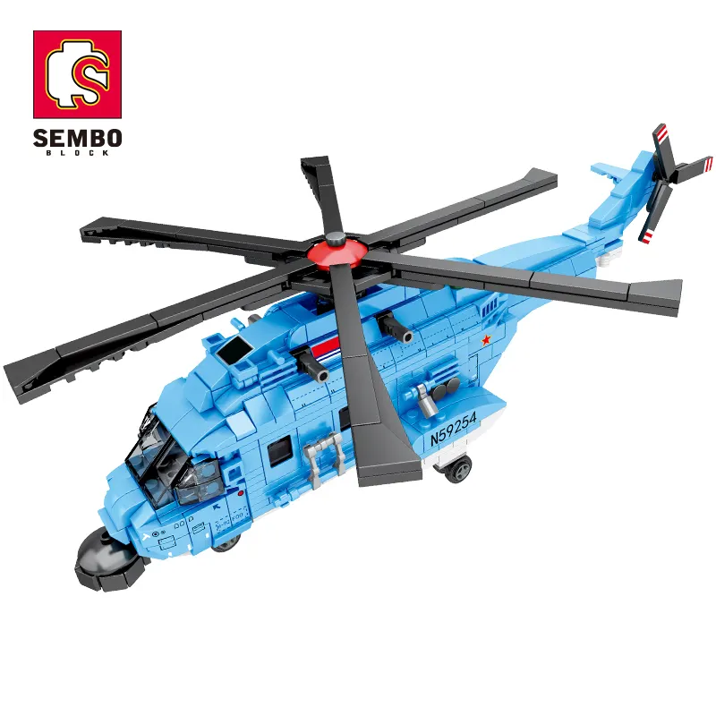 SEMBO blok 207055 631 adet eğitim DIY montaj plastik tuğla kiti savaş askeri helikopter survival yapı taşı oyuncak seti
