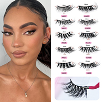 Tryphaena 5 paires de faux cils demi-complets en forme d'oeil de chat en gros maquillage de marque privée faux cils vaporeux
