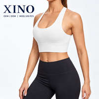 Soutien-gorge de sport longue coupe moyenne personnalisé pour femme, bretelles larges, col ras du cou, idéal pour le yoga et l'entraînement – Marque privée, OEM, ODM, Fabricant
