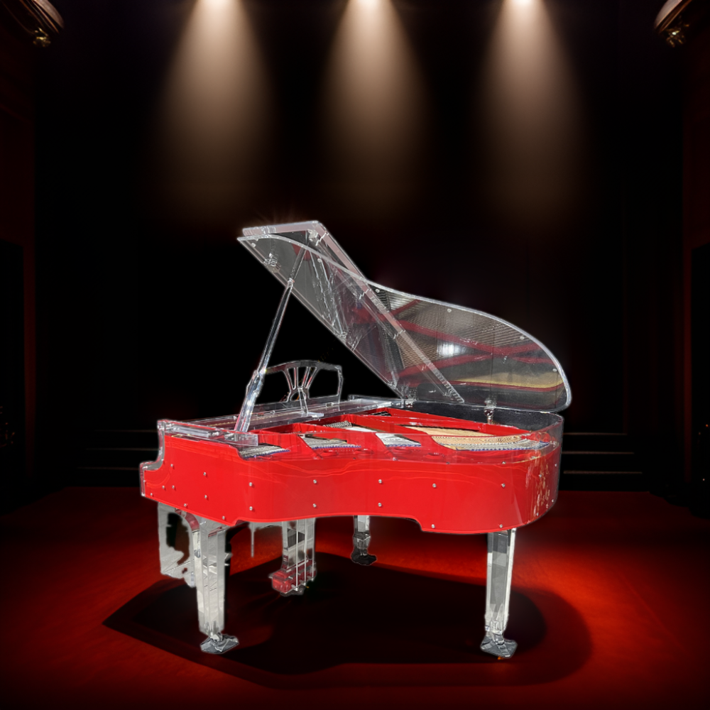 Hoge Kwaliteit Luxe Rood Acryl En Mechanische Stijl Vleugel Toetsinstrument Akoestische Piano