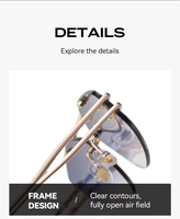 Lunettes de soleil carrées sans monture à double pont avec verres PC traités anti-UV400 et monture métallique pour usage extérieur unisexe