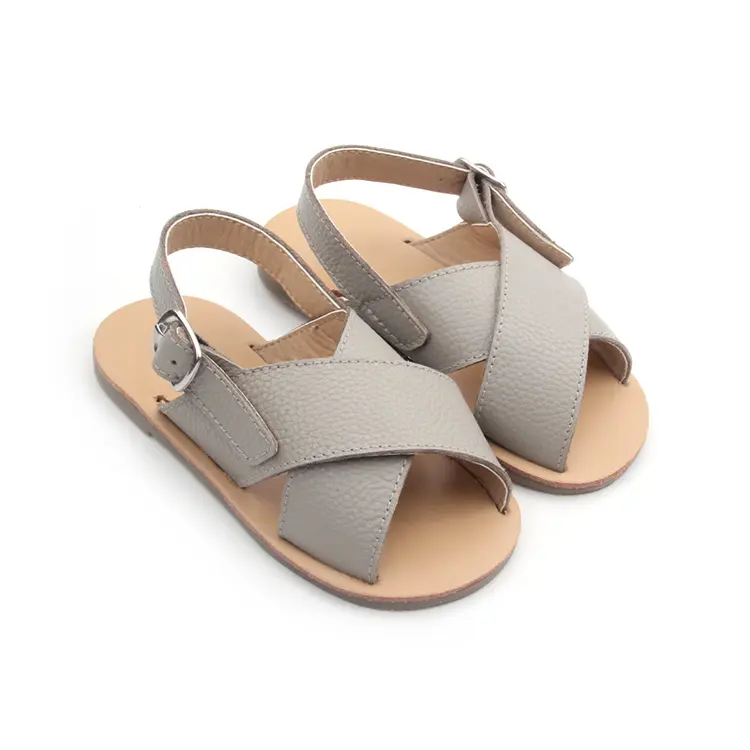 2023 Stylish 4 Colors Flat Outdoor Sandals Kids Leather Kids Sandals