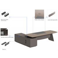 Bureau de direction moderne YZ03-T3000AL en forme de L avec verrouillage par empreinte digitale et chargeur sans fil