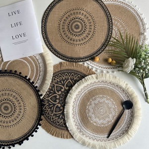 Luxushaus Schreibtischdekorationen groß 38cm Zoll rund Jute-Leinen Makramee-Tischtuch Platzschale für Hochzeitsfeiern - Product Image 5