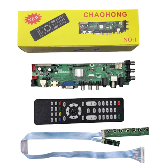 Universal LCD TV Motherboard HDV56R-AL V3.0, 3.3V/5V/12V Power Supply, Compatible with Various Screen Resolutions