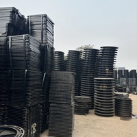 Couvercles de puits en fonte ductile robustes 400 mm 600 mm, noirs, rectangulaires, demi-poids, marque Jingdong, pour projets d'ingénierie municipale