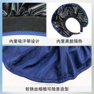 Chapeau de soleil noir en vinyle pour femme, à large bord, protection UV, en soie glacée, idéal pour l'été et les activités de plein air - Product Image 3
