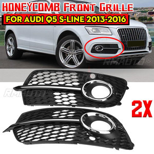 2pcs Car Front Bumper Fog <b>Lamp</b> Surround Grill Protector for Audi Q5 S-line 2013 2014 2015 2016 Fog Light Grill Grille Cover - Product Image 1