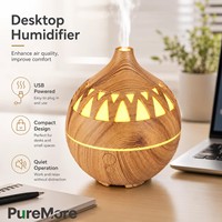 Diffuseur d'huiles essentielles à ultrasons effet bois OEM avec veilleuse LED 7 couleurs pour la maison et le bureau, humidificateur de bureau