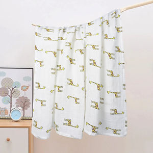Op maat gemaakte verpakking logo Zachte dierenprint 47*47 <span class=keywords><strong>Baby</strong></span> bamboe katoenen deken <span class=keywords><strong>Baby</strong></span> mousseline omslagdoek Pasgeboren deken - Product Image 3