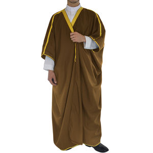 Bufandas marroquíes omaníes para dormir, tela de poliéster hilado de algodón para hombres, diseño Thobe musulmán Kurta para hombres, capa Bisht negra - Product Image 6