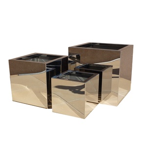 Kim Loại Sang Trọng Hộp Thực Vật Gương Ba Lan Thép Không Gỉ Lớn Chậu Cây Ngoài Trời Trong Nhà Trang Trí Planter - Product Image 1