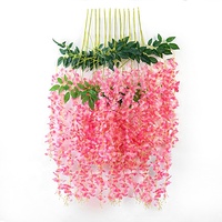 Fleurs artificielles de mariage en gros, fleurs artificielles de glycine suspendues au plafond pour la décoration de mariage