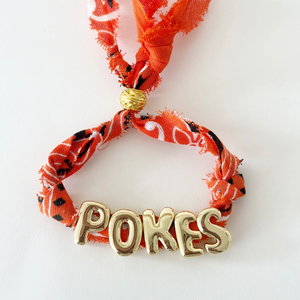 Custom Name Jewelry Bandana Inspired Gameday <strong>Bracelets</strong> Mix and Stack Scarf <strong>Bracelets</strong> Gold Large Alphabet Letter <strong>Beads</strong> Charms - Product Image 4