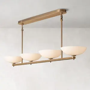 Custom Long Shape Ceiling Lamp Glass Ball Shade Modern Pendant Light For Dining Table American Copper Chandelier