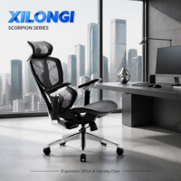 Silla de Juego Ergonómica BIFMA CLASE 4, Silla de Oficina Reclinable con Respaldo Alto de Malla, Reposabrazos de PU 6D y Reposacabezas en Forma de U