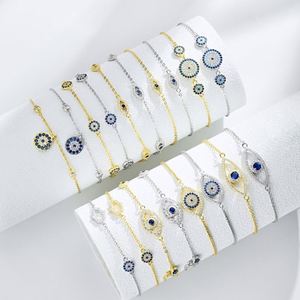 Pulsera de Plata de Ley 925 Dylam, Pulsera de Cadena con Eslabones de Ojos Azules, Joyería de Cumpleaños, Regalo Religioso para Mujeres y Niñas - Product Image 2