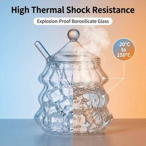 Tarro <span class=keywords><strong>de</strong></span> <span class=keywords><strong>miel</strong></span> <span class=keywords><strong>de</strong></span> vidrio <span class=keywords><strong>de</strong></span> borosilicato alto con forma <span class=keywords><strong>de</strong></span> árbol <span class=keywords><strong>de</strong></span> Navidad, resistente al calor, con cucharón <span class=keywords><strong>de</strong></span> vidrio. - Product Image 2