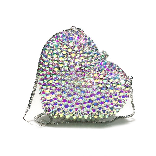 Hot Selling Luxury Women's Evening Crystal Bag Handmade Heart