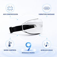 Masseur oculaire chauffant portable avec compression d'air, compresse chaude, vibration et musique sans fil, blanc, pour la relaxation après le travail