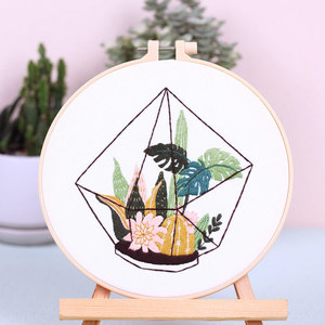 Bordados Starter Kit para Iniciantes Carimbado <span class=keywords><strong>Cross</strong></span> <span class=keywords><strong>Stitch</strong></span> Kits com Flores Bonitas e Plantas Padrões para Adultos Crianças - Product Image 2
