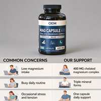 Capsules de magnésium OEM, 180 unités, 400 mg, avec glycinate, malate et citrate, compléments alimentaires