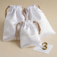 Pochette d'emballage en Satin blanc personnalisé, sac à cordon pour vêtements, sac à main pour perruques, sac à poussière en Satin