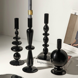 Decorazioni Creative ornamenti portacandele in vetro moderno Retro Home soggiorno tavolo in vetro nero a lume di candela romantico - Product Image 4