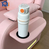 Fauteuil de pédicure électrique rose pour salon de beauté, avec fonction de massage, lumière LED et bac à bain de pieds