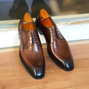 Scarpe in Pelle Fatte a Mano, <span class=keywords><strong>Eleganti</strong></span> e Formali da <span class=keywords><strong>Uomo</strong></span>, con Punta Effetto Legno, Traspiranti e Allacciate - Product Image 1