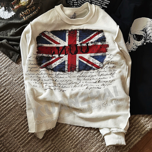 Camiseta térmica personalizada de manga larga con lavado ácido, estilo vintage, de algodón de punto gofrado de alto gramaje, <span class=keywords><strong>sudadera</strong></span> oversize de corte holgado y desgastado para hombre - Product Image 2