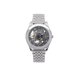 Reloj Mecánico Automático de Lujo con Esqueleto, Números Romanos Clásicos, Acero Inoxidable, Plateado, Personalizable para Hombre - Product Image 3