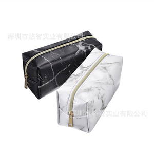 Pochette de maquillage de soirée sur mesure à motif marbré, sac de voyage en cuir PU grande capacité pour outils de beauté/sac de rangement. - Product Image 3