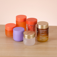 Bouteille de complément alimentaire en verre à fond rond de 100 ml et 150 ml, dégradé orange énergétique, couvercles de luxe or, emballage de vitamines à large ouverture