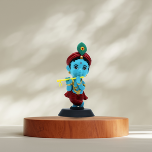 Ídolo de Bhakti Bansidhar Pintado a Mano (Acabado Azul), Obra Artística Espiritual Detallada para el Templo del Hogar, Escritorio de Oficina, Tablero de Coche y Regalo - Product Image 5