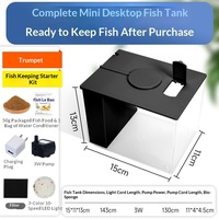 Aquarium de bureau auto-nettoyant JSD moderne sans débordement, en acrylique nano, avec pompe 3W et éclairage LED pour salon