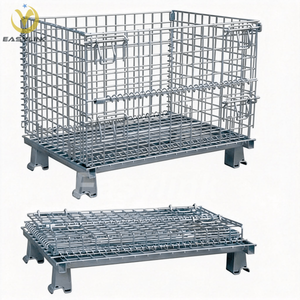 Contenedor de Almacenamiento Plegable y Apilable de Acero Personalizado para Supermercados Industriales Easylink, Jaula para Montacargas con Capacidad de 1200 kg, Recubrimiento en Polvo - Product Image 1