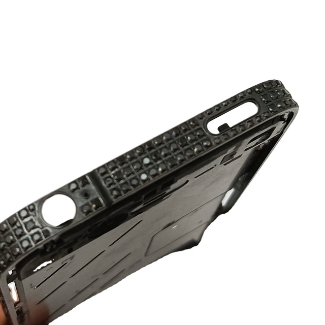 For iPhone 4 Luxury Phone Middle Frame Black Diamond Handmade Zircon Setting Protective Bumper Bezel case for iPhone