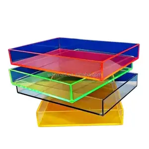 Hot Sale Neon Color Acrylic Tray With Handles New Design Neon Acrylic Trays