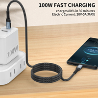 Kabel pengisi daya cepat, kabel pengisian daya Cepat tipe c, kabel Tipe c, kepang nilon 1M tipe c, pengisian cepat pd100W, 480Gbps