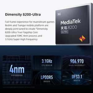 Teléfono Inteligente Redmi Note <span class=keywords><strong>12T</strong></span> <span class=keywords><strong>Pro</strong></span>, Pantalla LCD de 140 Hz con Dimensity 8200 Ultra, Cámara Triple de 64 MP, Batería de 5080 mAh, Carga de 67 W - Product Image 6