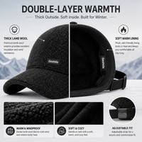 Gorra de Béisbol de Felpa Unisex Personalizada al por Mayor con Logotipo, Gorro Térmico con Forro de Sherpa a Prueba de Viento con Bordado
