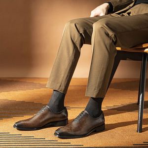 Chaussures Oxford de grande taille de conception italienne en vente en gros. Chaussures habillées décontractées pour hommes avec fonction rehausseur de taille et bout carré - Product Image 3