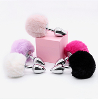 YPM Rollenspiel Fluffy Bunny Tail Weiblich Anal Plug Cat Fox Schwanz Plug Metal Butt Plug Sexspielzeug für Männer Frauen