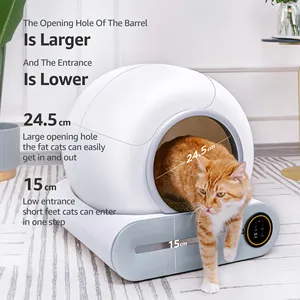 Caixa de limpeza automática de grande capacidade, caixa inteligente de sujeira de gato automática com controle app para múltiplos gatos