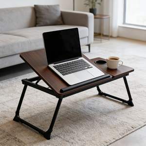 <span class=keywords><strong>Bureau</strong></span> portable pliable et durable avec plateau inclinable et porte-gobelet pour lit, canapé, <span class=keywords><strong>bureau</strong></span> à domicile, chambre et dortoir - Product Image 1